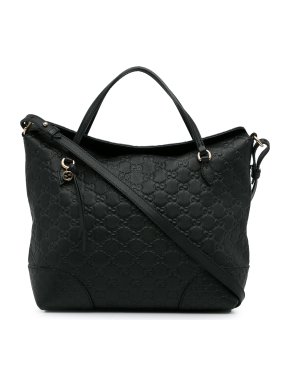 Gucci Black Medium Bree Guccissima Top Handle Bag