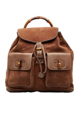Gucci Brown Suede Bamboo Backpack