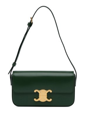 Celine Green Leather Small Triomphe Shoulder Bag