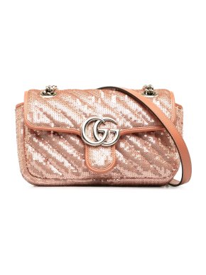 Gucci Bluch Pink Mini Sequin Marmont Matelasse Crossbody Bag