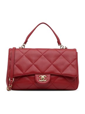 Chanel Red Letaher Small Easy Carry Flap Bag
