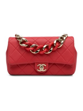 Chanel Quilted Lambskin Bicolor Resin Chain Flap Bag
