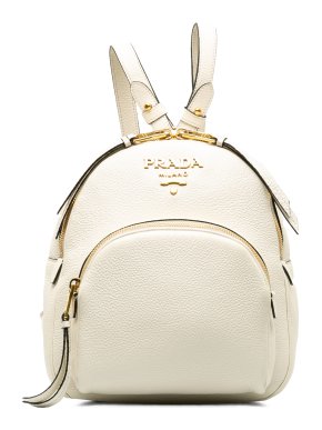 Prada White Leather Vitello Daino Backpack