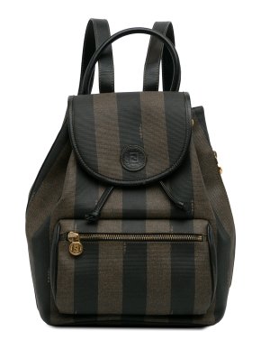 Fendi Brown Striped Pequin Drawstring Backpack
