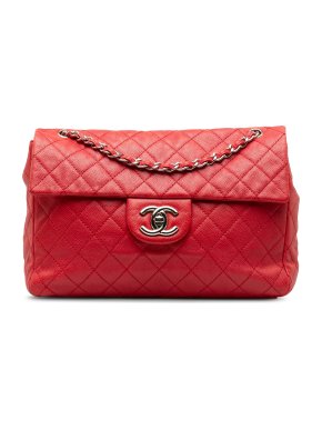 Chanel Red Leather Maxi Caviar Soft Flap Bag
