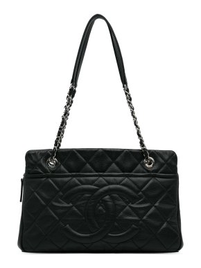 Chanel Black Leather CC Soft Shopping Tote