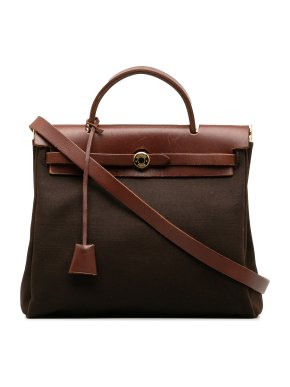 Hermes Brown Canvas/Leather Toile Herbag PM