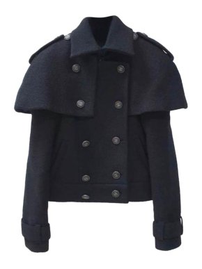 Chanel Black Double Breasted Short Peacoat