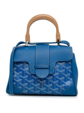 Goyard Blue Mini Goyardine Saigon Top Handle Bag