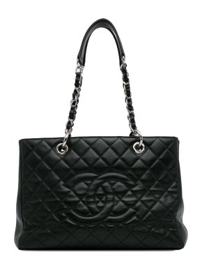 Chanel Black Caviar Leather Grand Shopping Tote