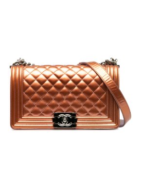 Chanel Patent Leather Metallic Bicolour Medium  Boy Bag