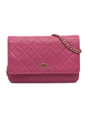 Chanel Pink Lambskin Wallet On Chain