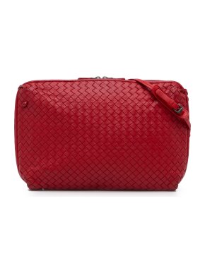 Bottega Veneta Red Intrecciato Nodini Crossbody Bag