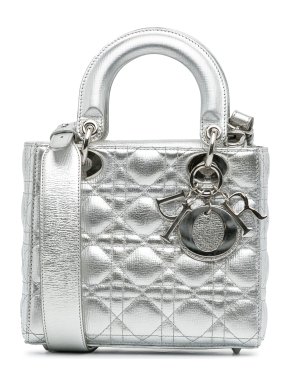 Dior Metallic Silver Small Cannage Lady Dior My ABCDior