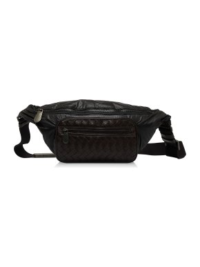 Bottega Veneta Black Intrecciato Nylon Belt Bag