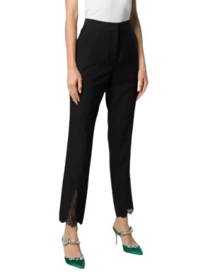 Self Portrait Black Lace-insert Split Trousers