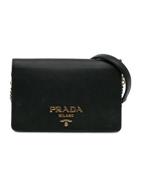 Prada Black Saffiano Lux Wallet On Chain
