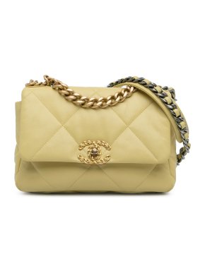 Chanel Yellow Medium Lambskin 19 Flap Bag