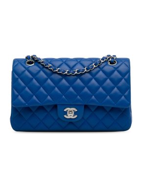 Chanel Blue Lambskin Medium Classic Double Flap Bag