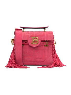 Balmain Pink Fringed Embossed Suede B-Buzz 23
