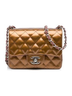 Chanel Bronze Patent Leather  Mini Classic Square Single Flap Bag