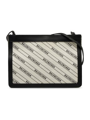 Balenciaga All Over Logo Navy Pochette Bag