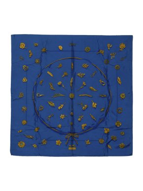 Hermes Blue Clips Silk Scarf 90x90