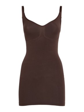 Skims Seamless Sculpt Slip Mini Dress in Cocoa
