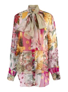 Dolce & Gabbana Floral Sheer Silk Blouse