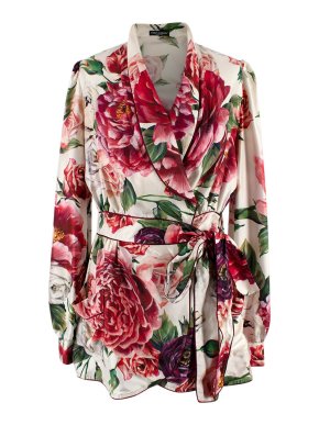 Dolce & Gabbana Red Floral Silk Blouse