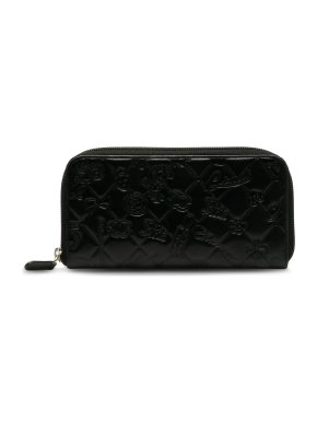 Chanel Black Patent Leather Matelasse Lucky Symbols Zip-Around Wallet