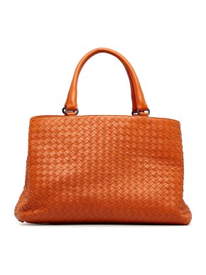 Bottega Veneta Orange Intrecciato Leather Tote Bag