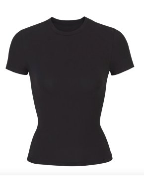 Skims Soft Smoothing Seamless T-Shirt in Soot
