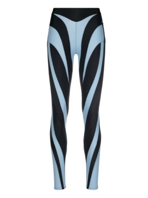 Mugler Blue & Black Spiral Leggings