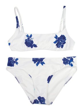 Emilia Wickstead White and Blue Floral Bikini Set