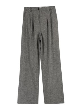 Reformation Grey Montauk Wide Leg Trousers