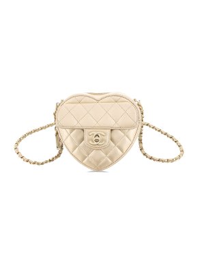 Chanel Champagne Gold Mini Heart CC in Love Crossbody Bag