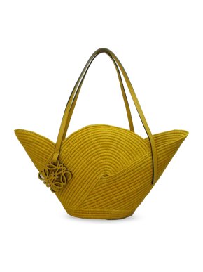 Loewe Yellow Raffia Petal Basket Tote