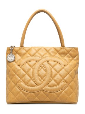 Chanel Beige Caviar Leather Medallion Tote