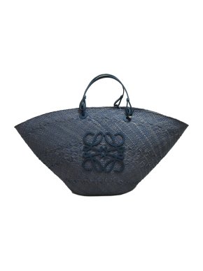 Loewe x Paulas Ibiza Navy Large Raffia Anagram Tote