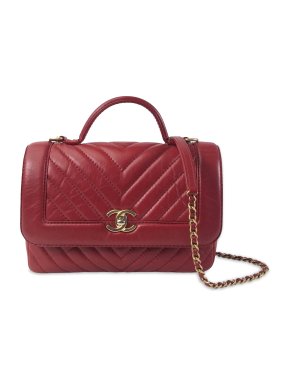 Chanel Burgundy Chevron Seasonal Top Handle Bag