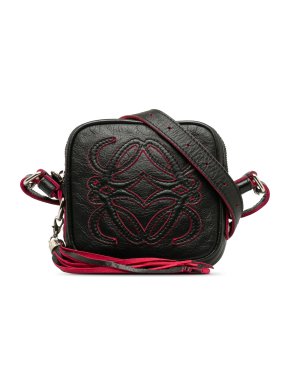 Loewe Black and Red Mini Anagram Crossbody Bag
