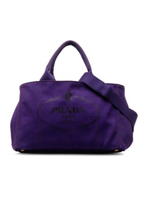 Prada Purple Canapa Logo Tote Bag