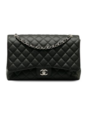 Chanel Black Caviar Leather Maxi Classic Double Flap Bag