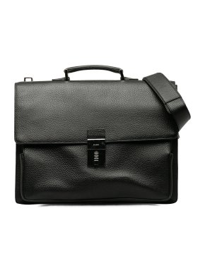 Gucci Black Grained Calf Leather Briefcase
