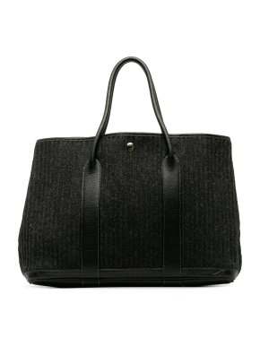 Hermes Black Ribbed Wool Negonda Garden Party 36