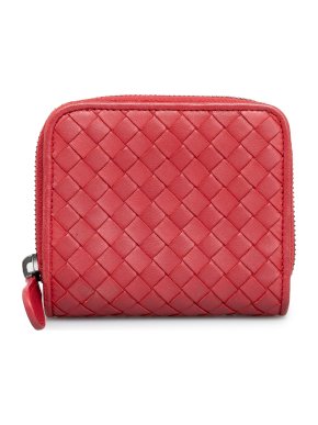 Bottega Veneta Red Intrecciato Leather Coin Pouch