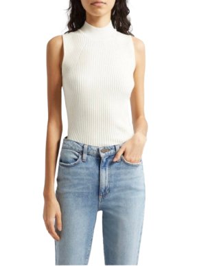Paige Cream Fidelia Slim-Fit High-Neck Knitted Top