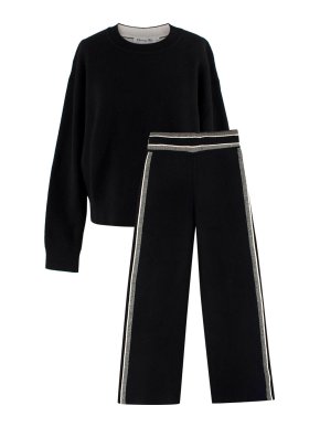 Dior Black "J'adior 8"  Jumper and Wide Leg Trouser Cashmere Suit