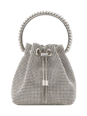 Jimmy Choo Silver Crystal Embellished Bon Bon Bucket Bag